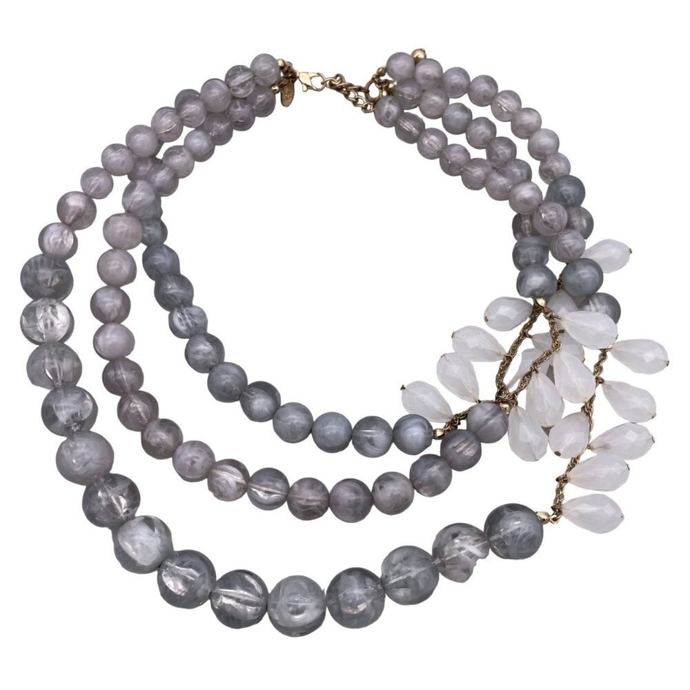 Lydell Three Strand Teardrop Beaded Necklace Adjustable Lobber Clasp 19 to 22